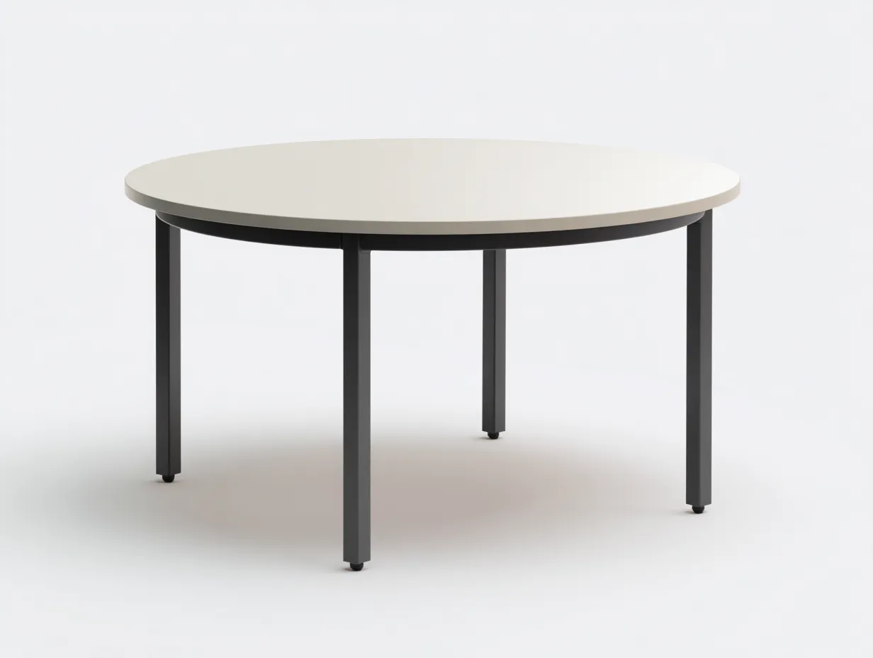 Tavolo da pranzo rotondo da esterno 120×120×75 cm - grigio chiaro/nero - stile essenziale-Kalenvahouse
