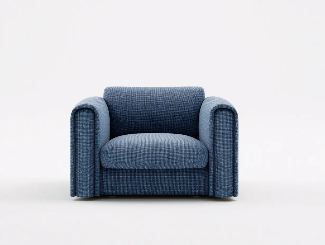 Poltrona 92×88×82 cm - tessuto blu - design moderno con braccioli avvolgenti-Kalenvahouse