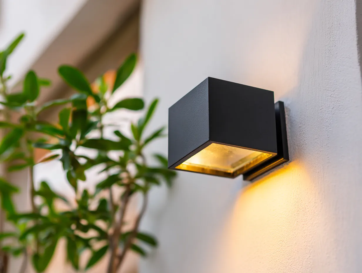 Lampada Da Parete Per Esterni 34×30×42 cm - metallo nero e vetro trasparente - stile industriale con braccio sporgente-Kalenvahouse
