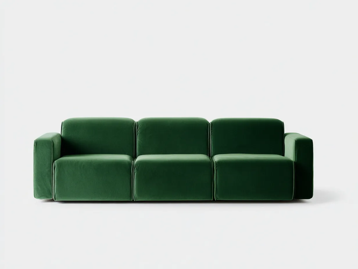 Divano 3 posti in tessuto 225×92×78 cm - verde - linea compatta per soggiorno-Kalenvahouse