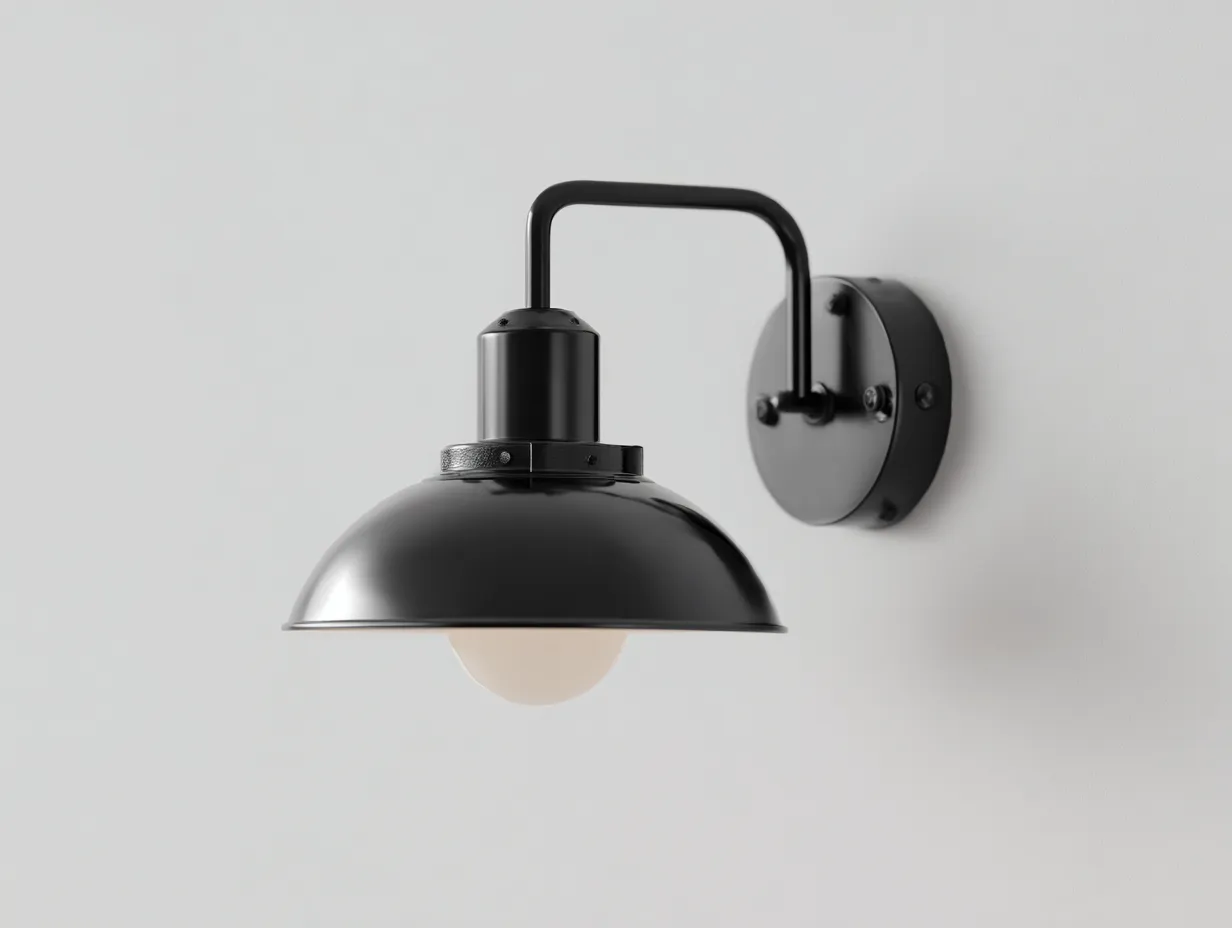 Lampada da parete per esterni in metallo 24×28×42 cm - nero - stile industriale con diffusore trasparente-Kalenvahouse