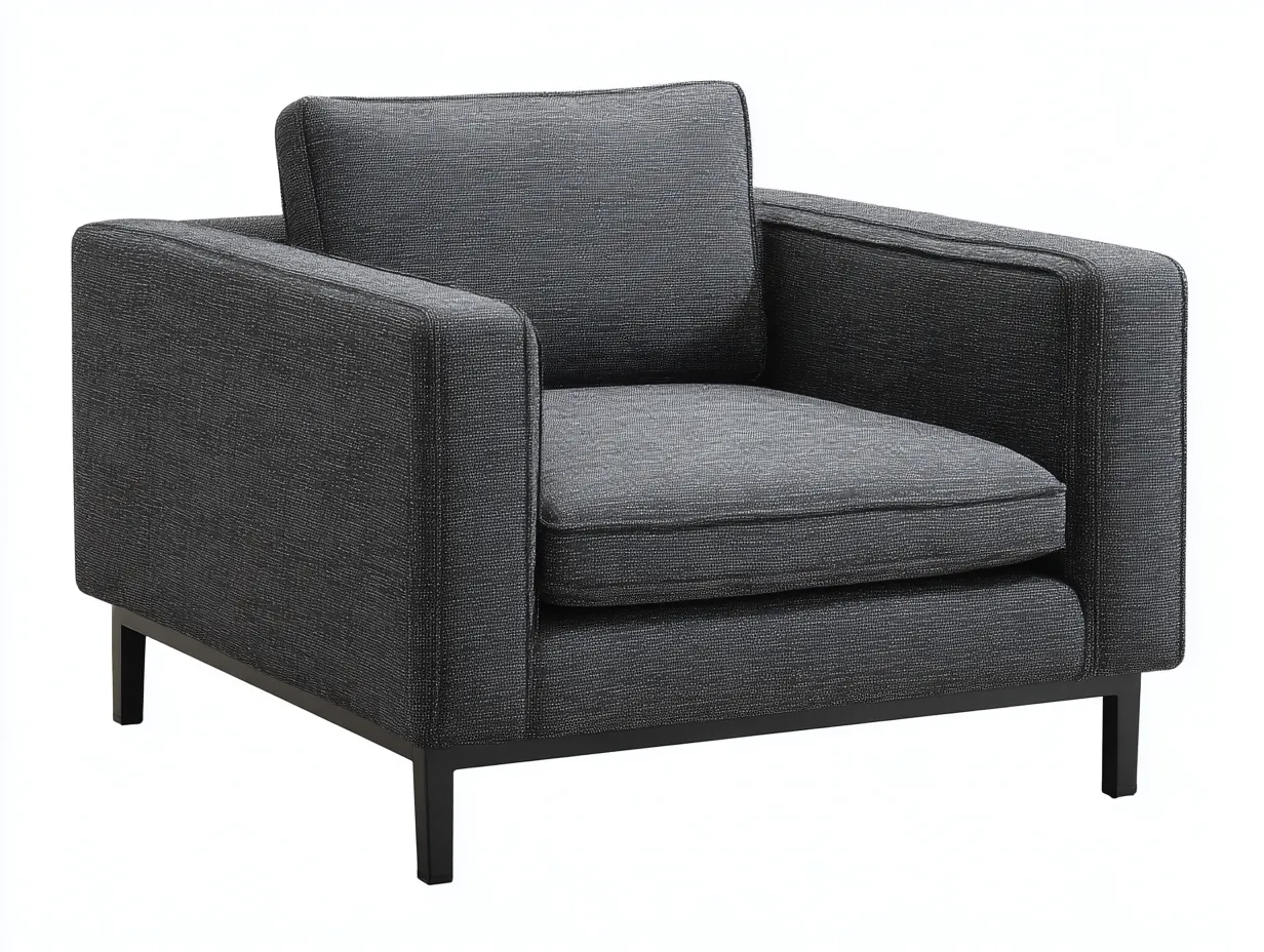 Poltrona 98×90×84 cm - tessuto grigio scuro - design contemporaneo con struttura squadrata-Kalenvahouse