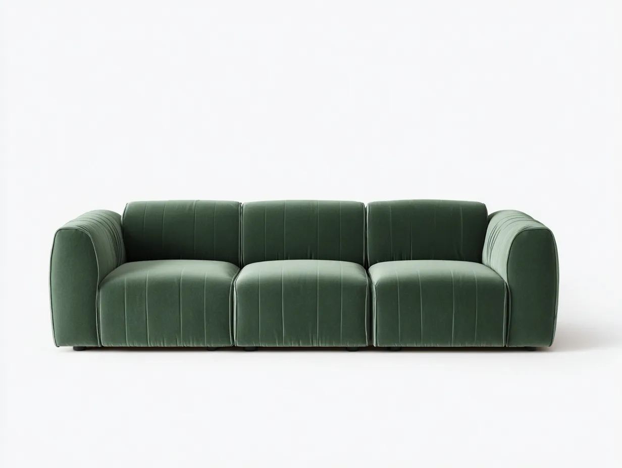 Divano 3 posti 228×92×76 cm - tessuto verde - design moderno imbottito-Kalenvahouse