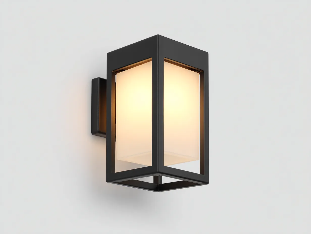 Lampada da parete per esterni 20×18×34 cm - nero - lanterna geometrica con diffusore satinato-Kalenvahouse