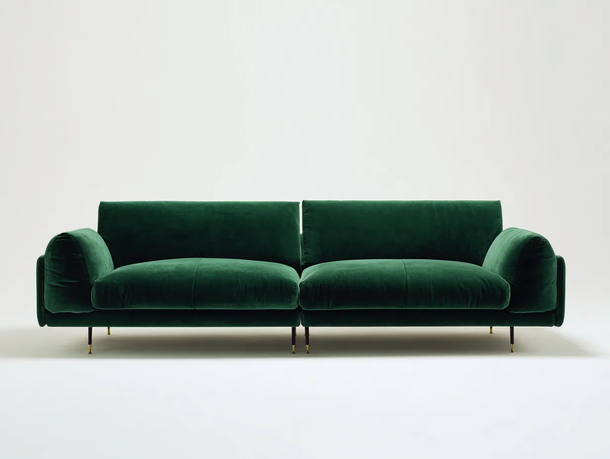 Divano 3 posti in tessuto 230×95×82 cm - verde - profilo morbido con base rialzata-Kalenvahouse