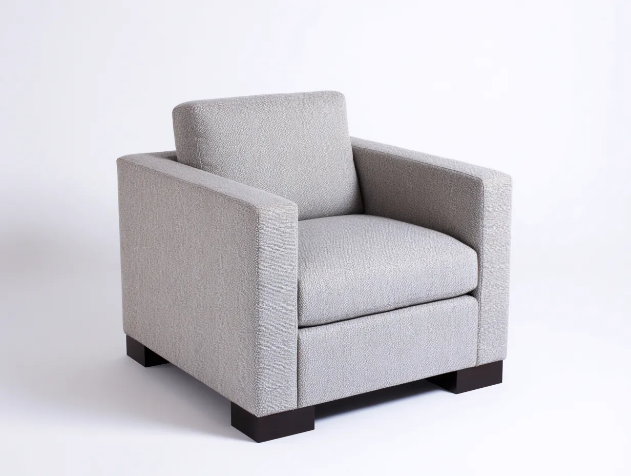 Poltrona in tessuto grigio chiaro 86×82×78 cm - linea squadrata per soggiorno-Kalenvahouse