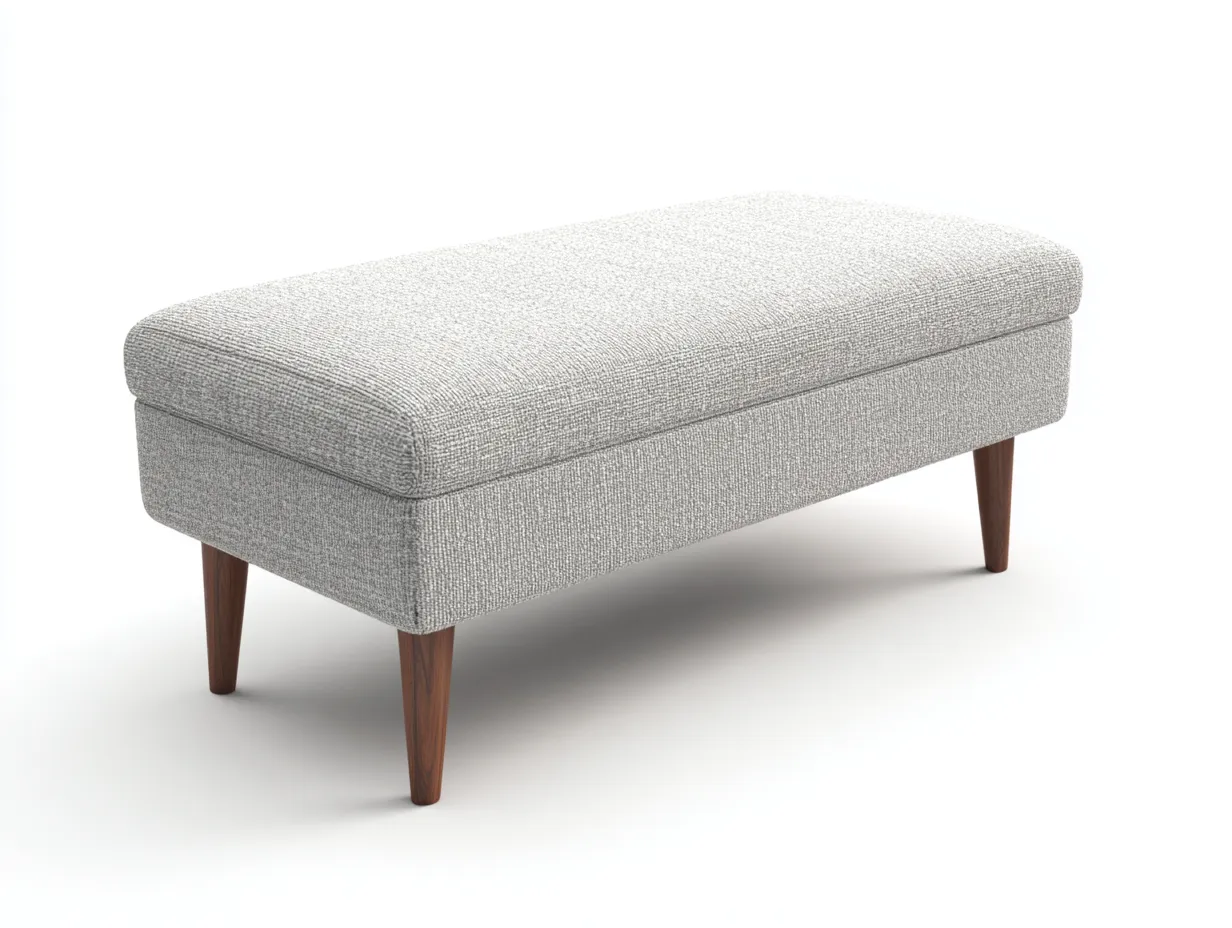 Panca 118×47×46 cm - tessuto grigio chiaro e legno marrone - design minimalista imbottito-Kalenvahouse