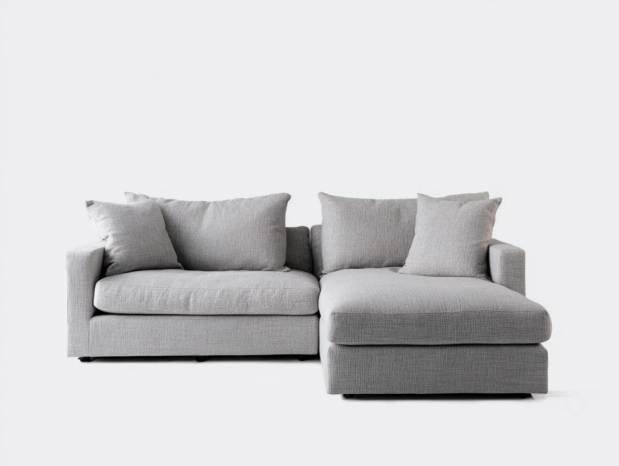 Divano con chaise longue 246×158×82 cm - tessuto grigio chiaro - design contemporaneo relax-Kalenvahouse