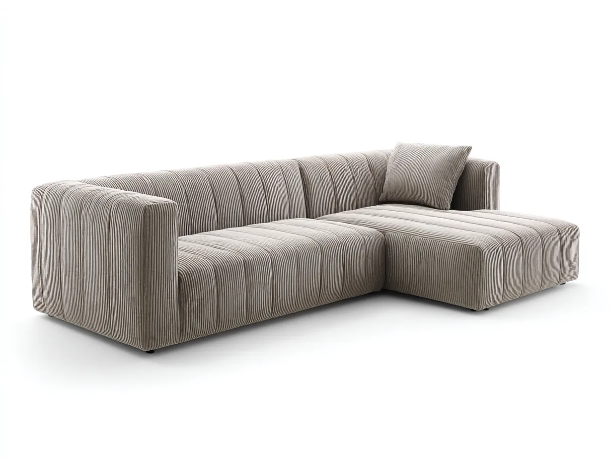 Divano angolare 252×162×78 cm - tessuto beige - design moderno a profilo basso-Kalenvahouse