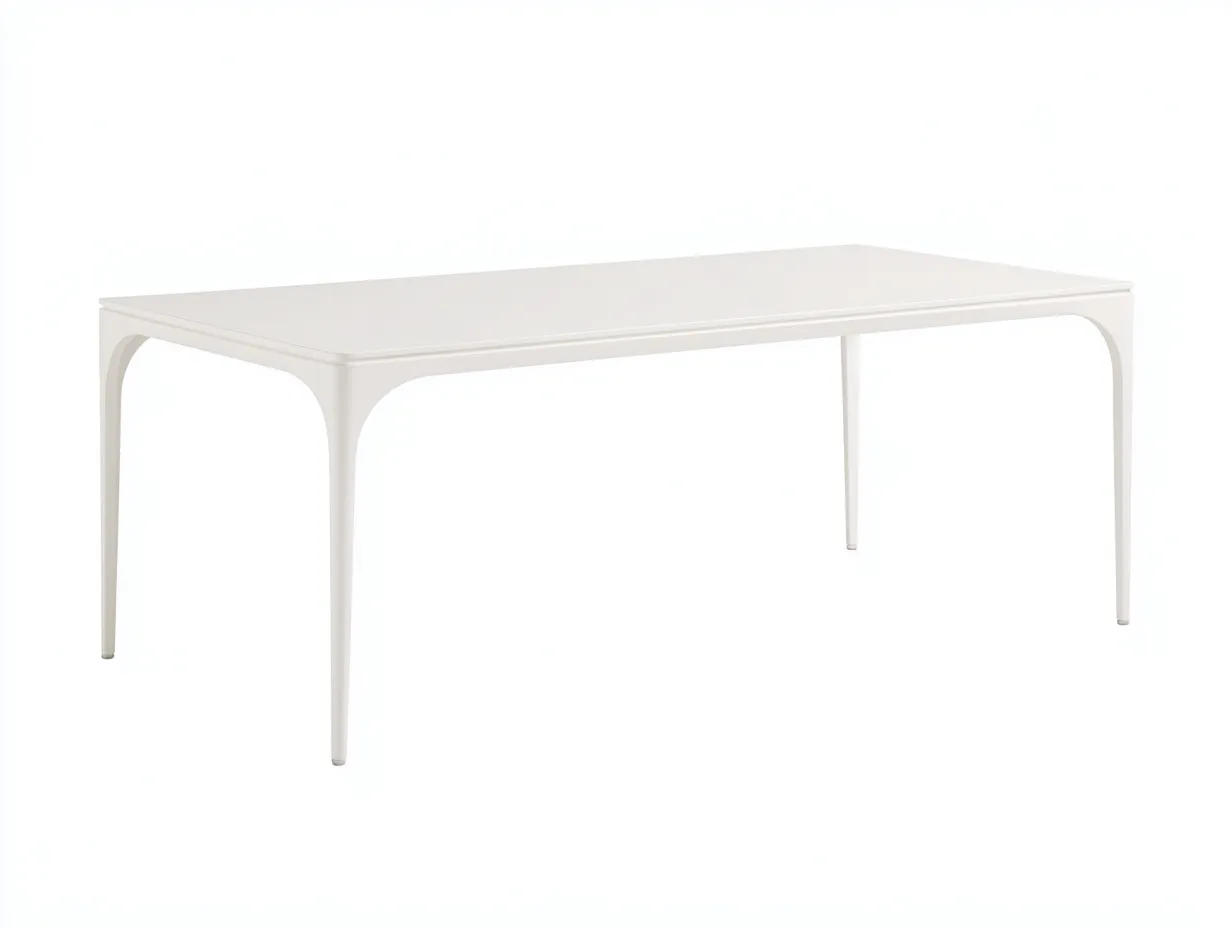 Tavolo Da Pranzo All'Aperto 180×90×75 cm - metallo bianco - rettangolare dal profilo sottile-Kalenvahouse