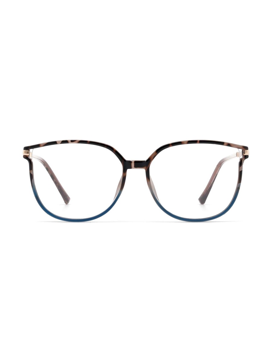 Harmony Glasses Rectangle Eyeglasses - Brown/Tortoiseshell-Blue