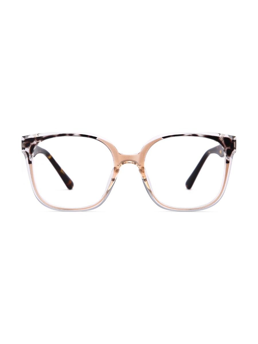 Huck Glasses Square Eyeglasses - Coral-Brown/Spots