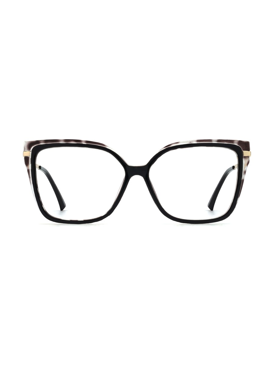 Sarah Glasses Square Eyeglasses - Black-Brunette/Spots