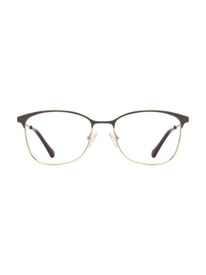 Shaikha Glasses Rectangle Eyeglasses - Gold-Brown