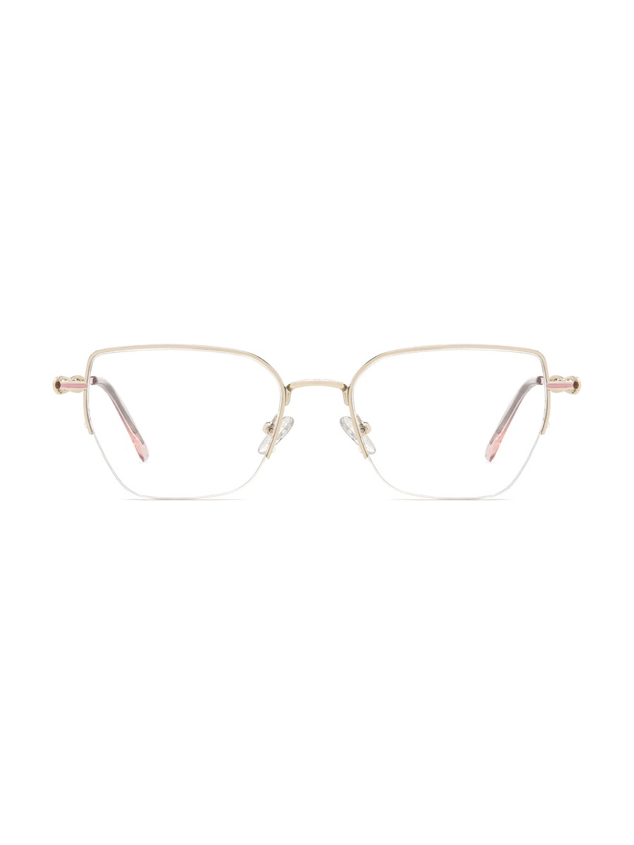 Yazan Glasses Rectangle Eyeglasses - Gold-Light/Pink