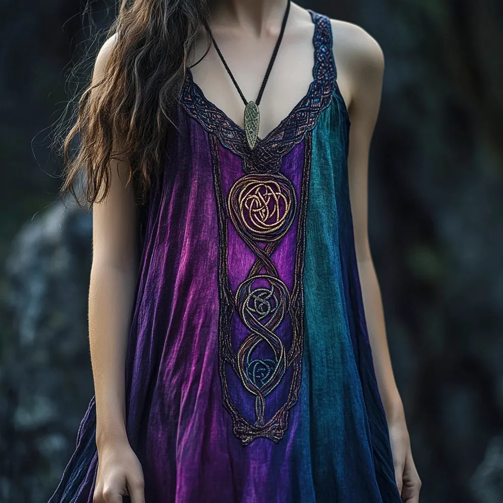 Vintage Celtic Mythology Gradient Lace Tank Dress