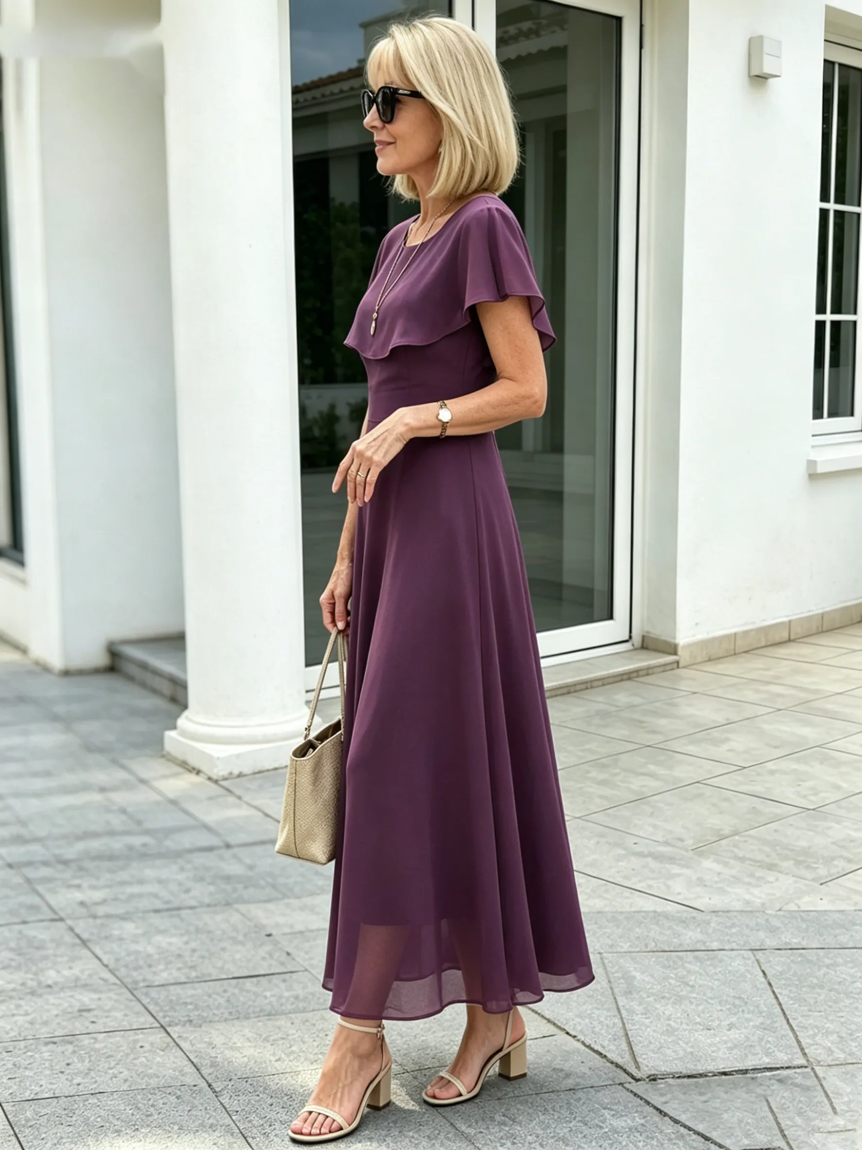 Plum Chiffon Maxi Dress