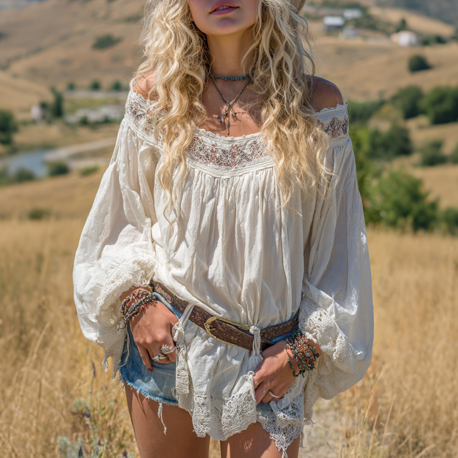 Outdoor Retro Off-shoulder Loose And Comfortable Long-sleeved Linen T-shirt Top
