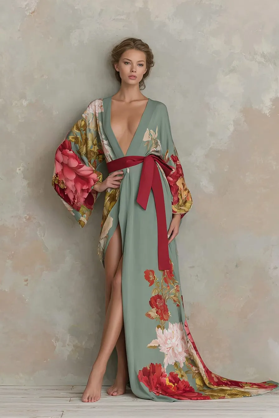 Elegant Vintage Printed Robe