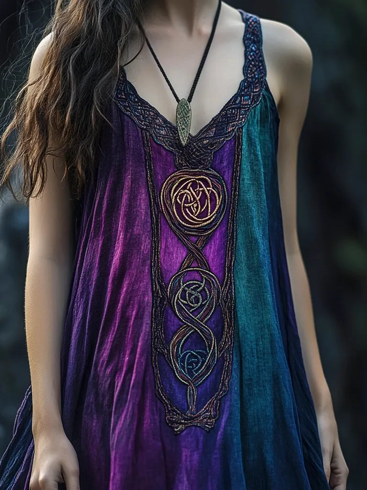 Vintage Celtic Mythology Gradient Lace Tank Dress