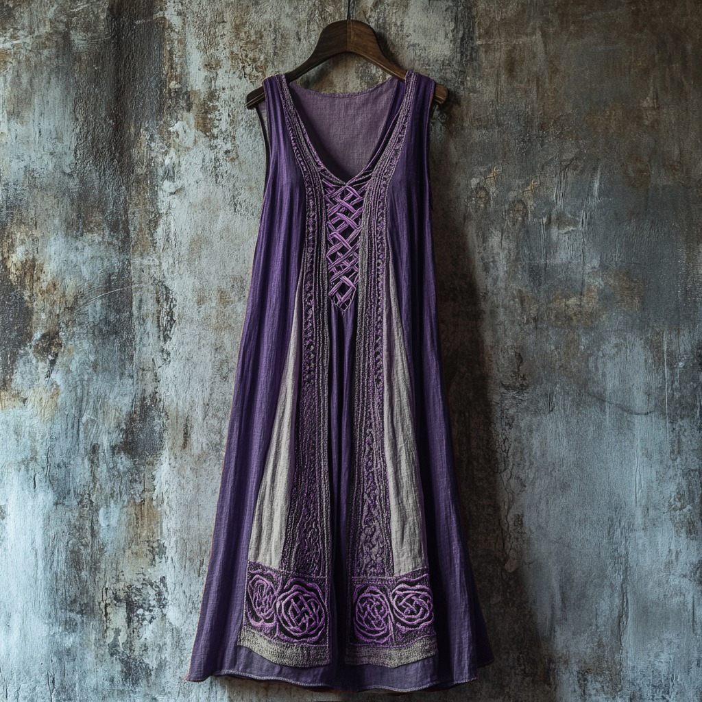 Vintage Viking Celtic Knot Patchwork Cozy Tank Dress