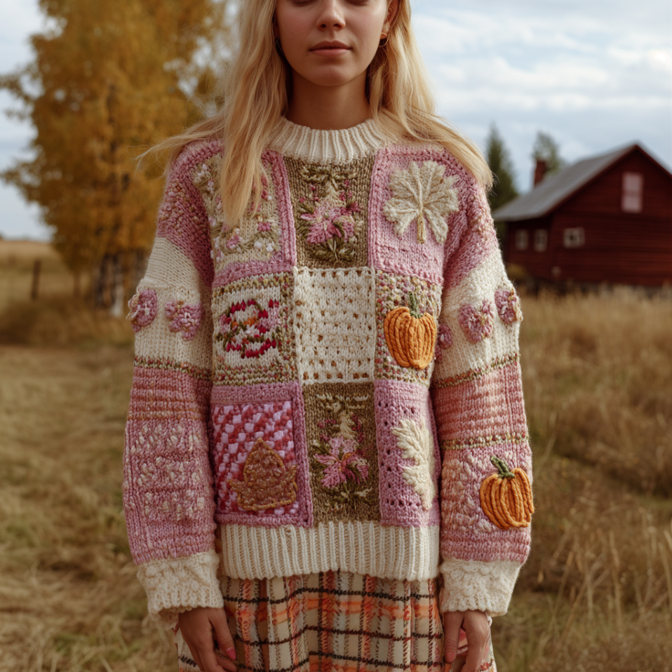 Women's Autumn/winter Thanksgiving Round Neck Warmth-giving Knit Sweater