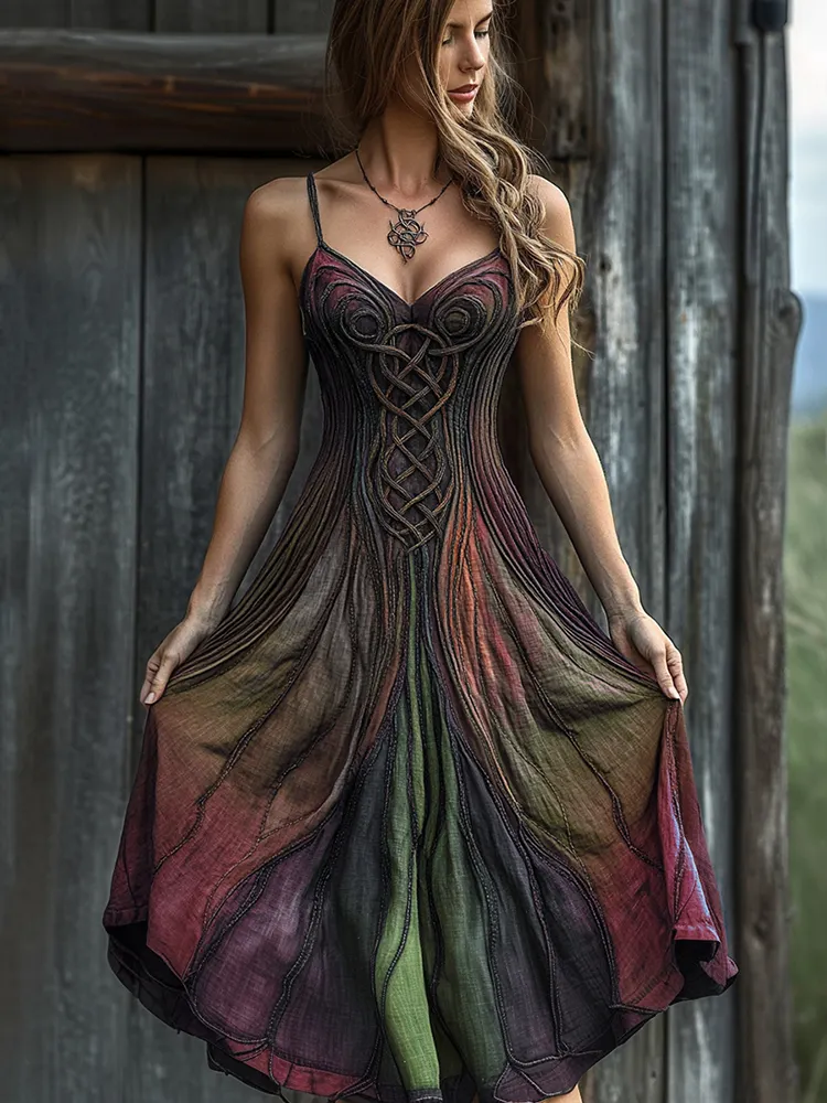 Vintage Celtic Knot Gradient Art Sling Dress