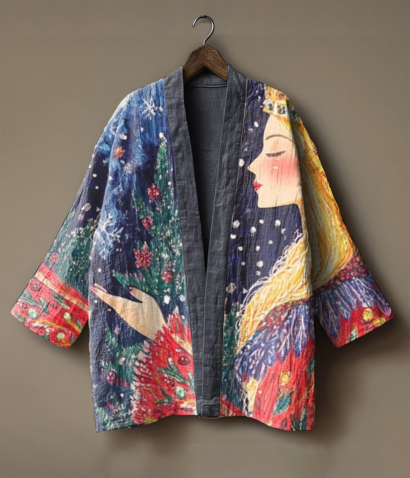 Forest Elf Girl Printed Linen Kimono Cardigan