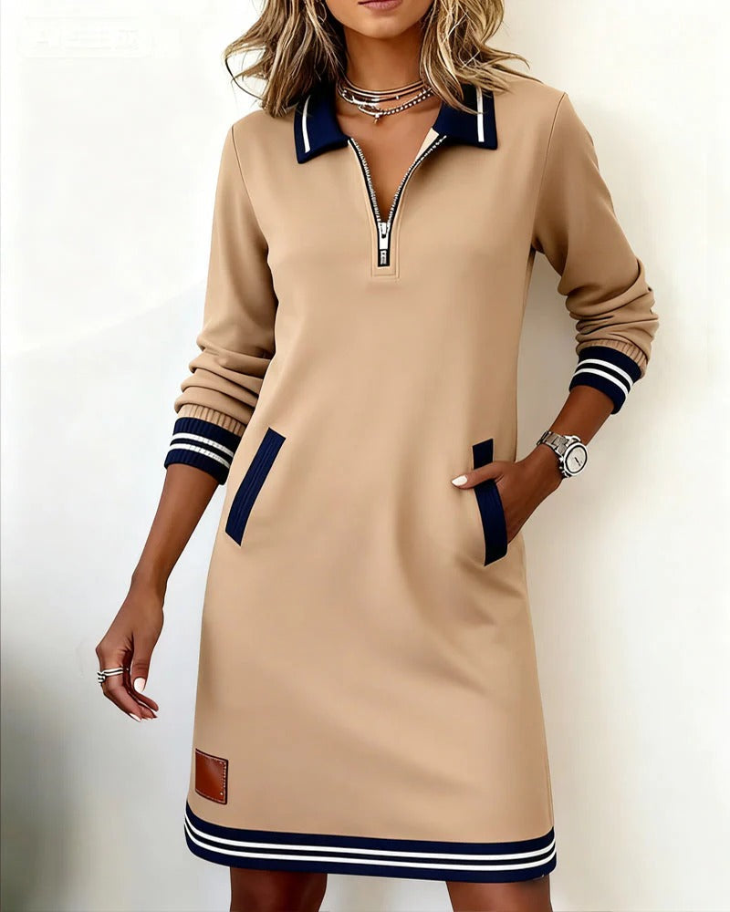 Chic Long-Sleeve Cotton Dress