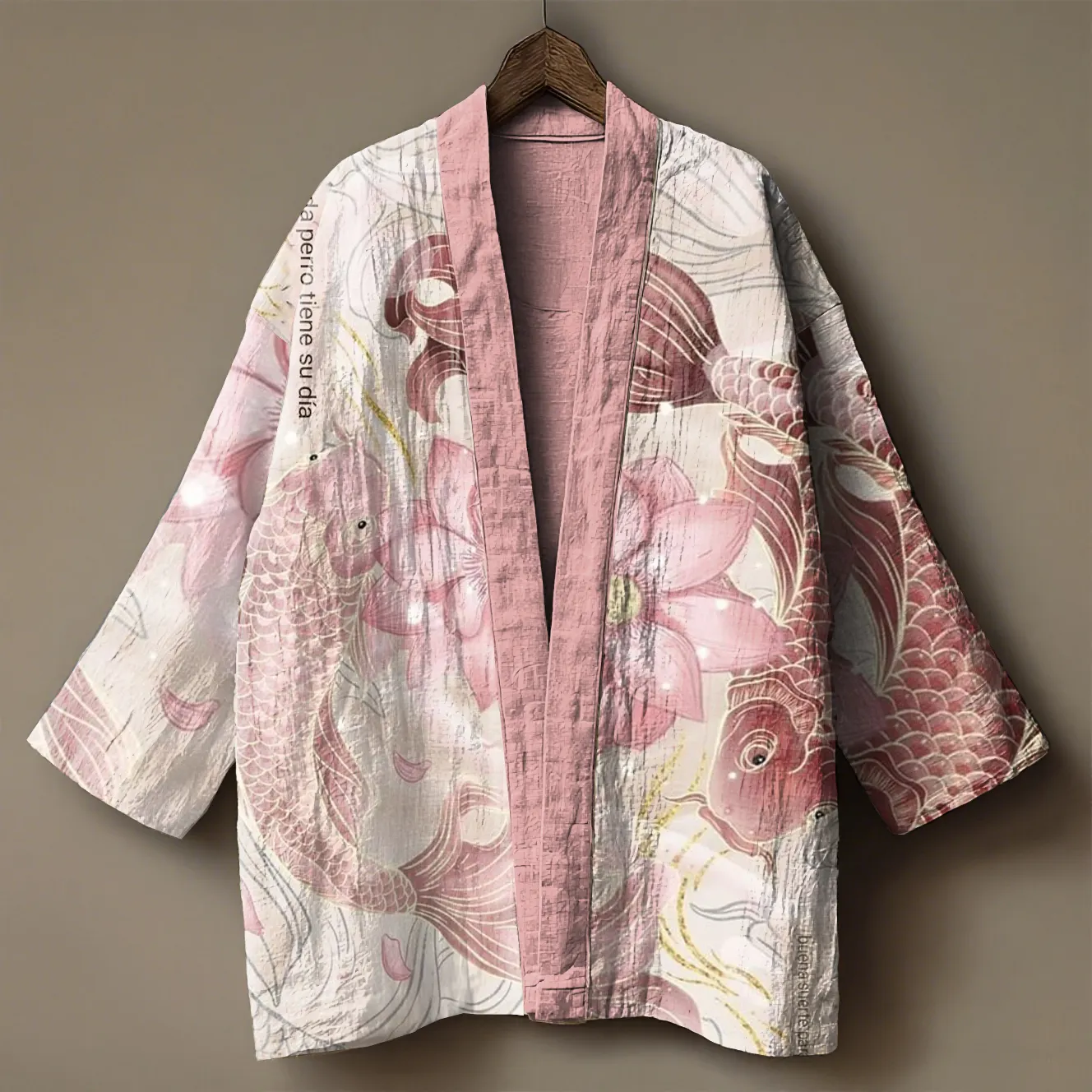 Japanese art embroidered printed linen cardigan kimono