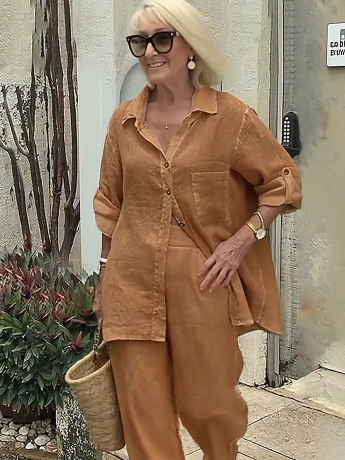 Linen-Blend Two-Piece Set