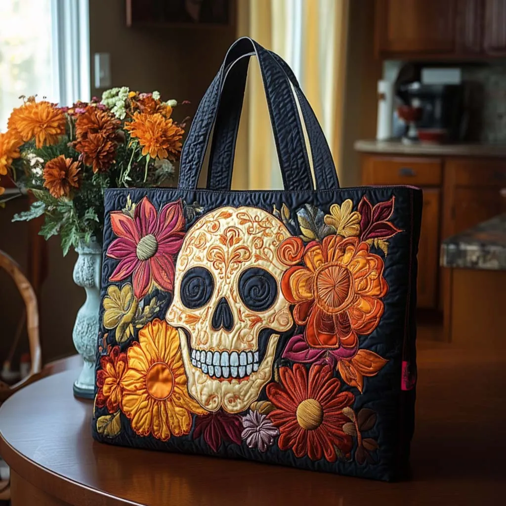 Skull Quilted Tote Bag