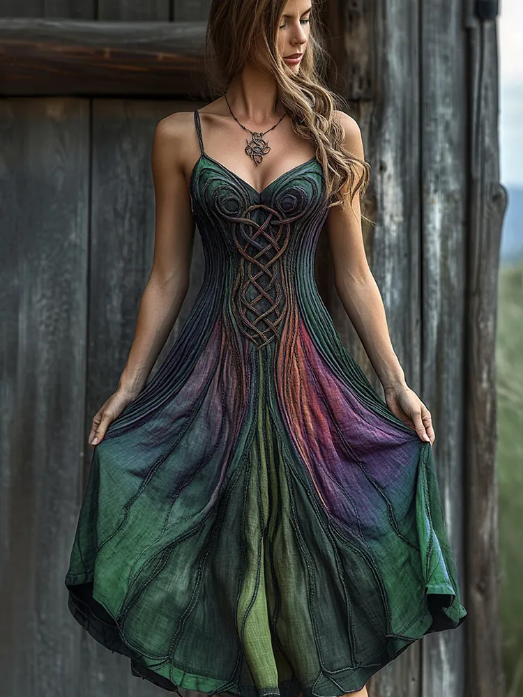 Vintage Celtic Knot Gradient Art Sling Dress