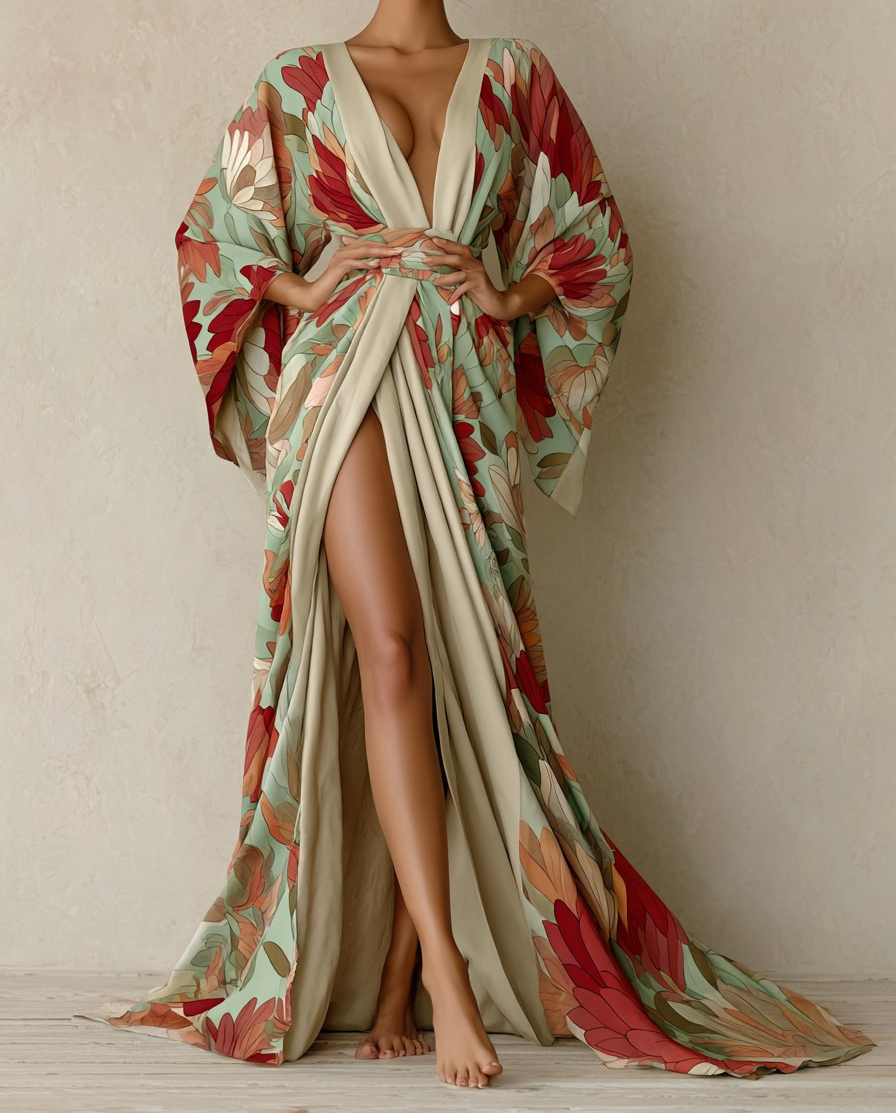 Elegant Vintage Printed Robe