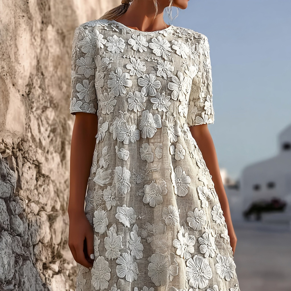Vintage Floral Lace Embroidered Comfy Maxi Dress