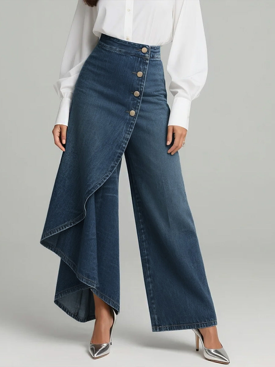 High-waisted Relaxed Fit Wide-leg Jeans With A Stylish Design