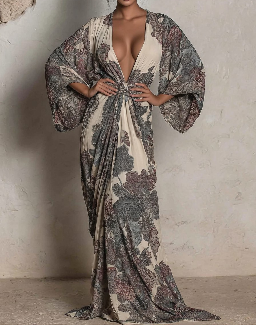 Elegant Vintage Printed Robe