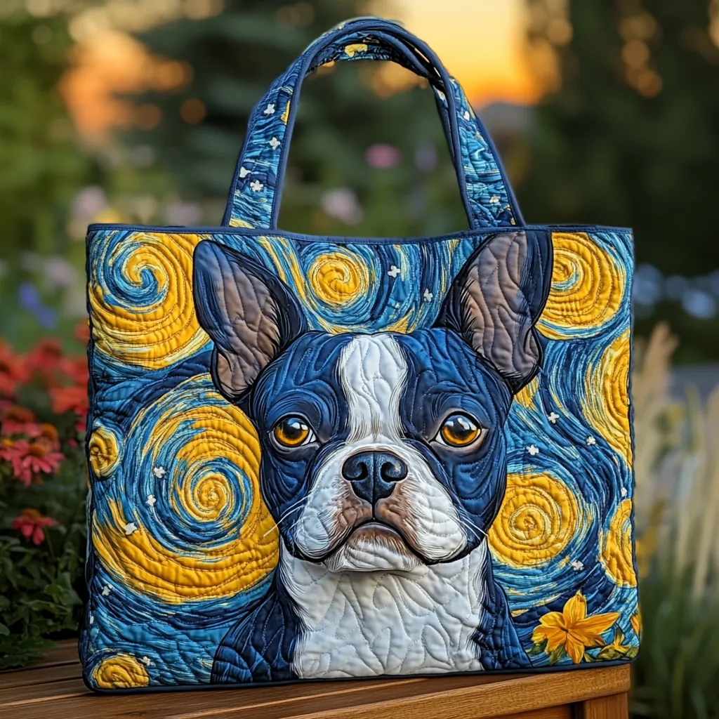 Boston Terrier Quilted Tote Bag