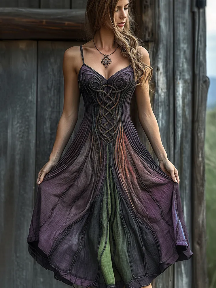 Vintage Celtic Knot Gradient Art Sling Dress