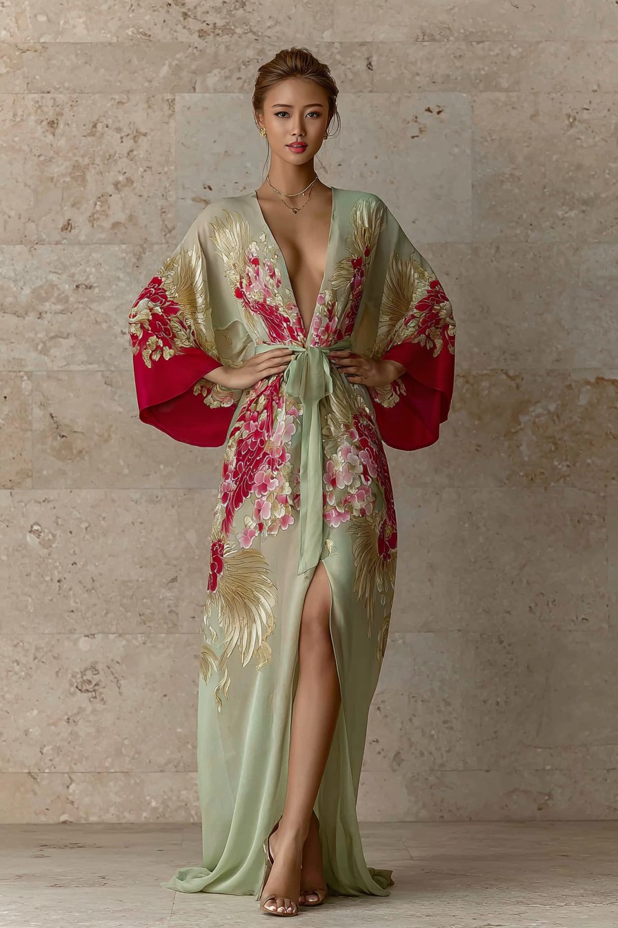 Elegant Vintage Printed Robe