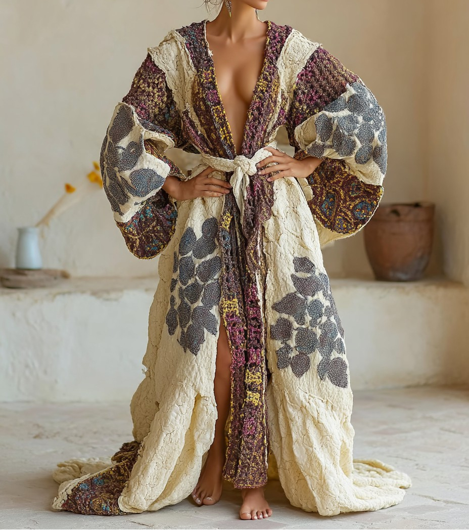 Elegant Vintage Printed Robe