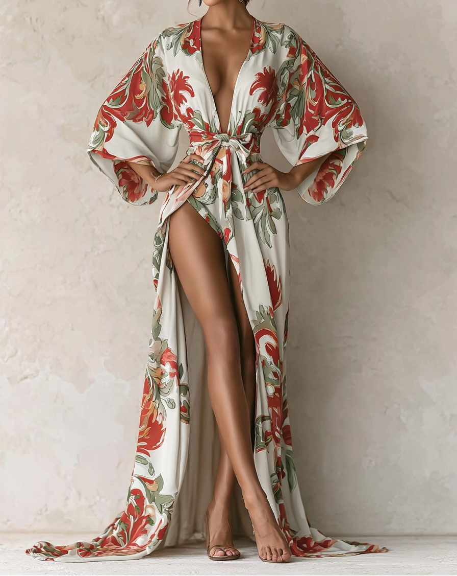 Elegant Vintage Printed Robe