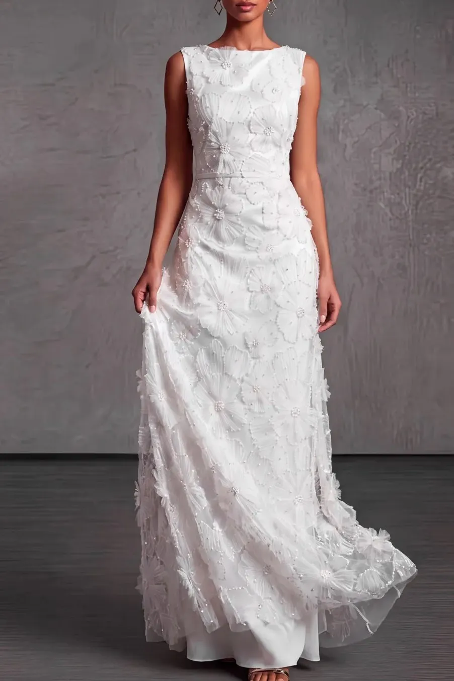 Black Boat Neck A-Line Lace Evening Dress