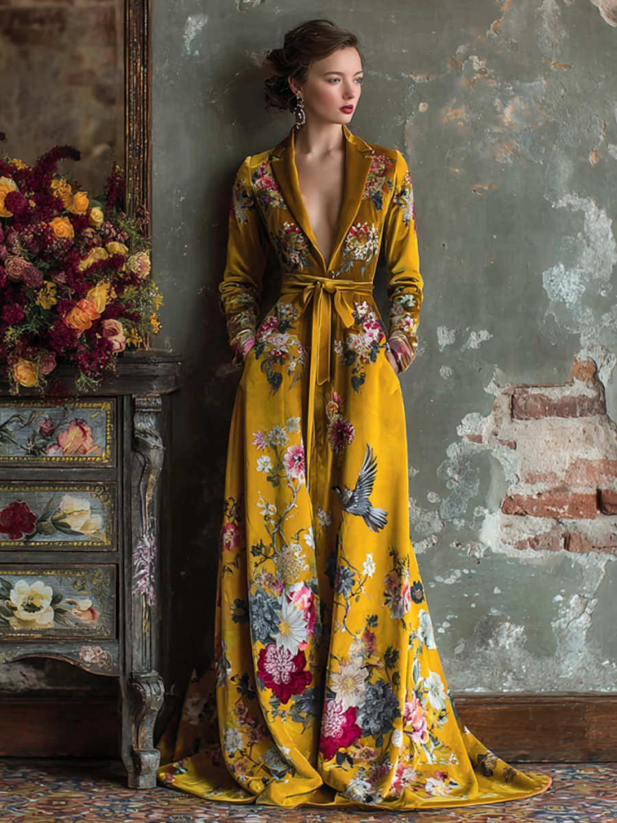 Autumn & winter elegant velvet robe (with belt)