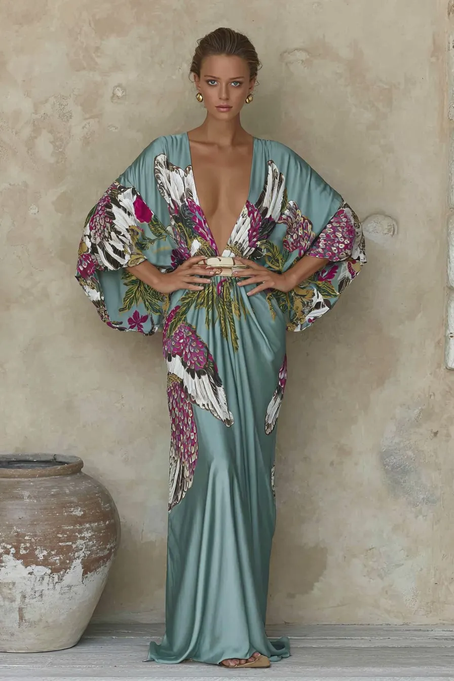 Elegant Vintage Printed Robe