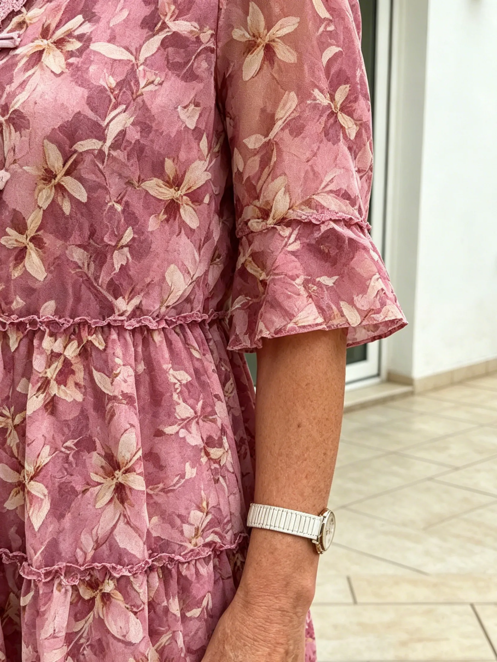 Green Floral Ruffle Midi Dress