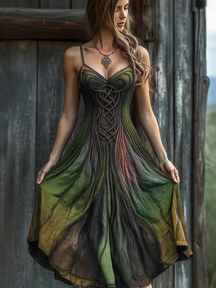 Vintage Celtic Knot Gradient Art Sling Dress