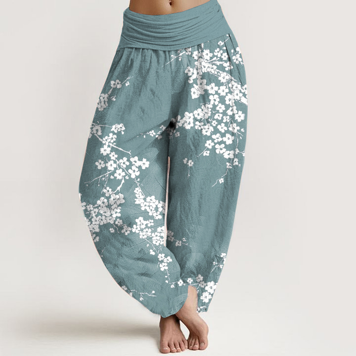 Elasticated Floral Pattern Harem Pants