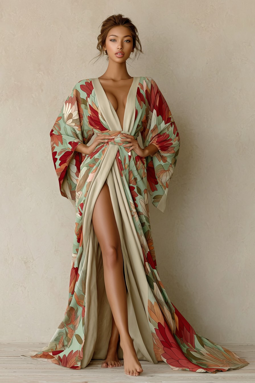 Elegant Vintage Printed Robe