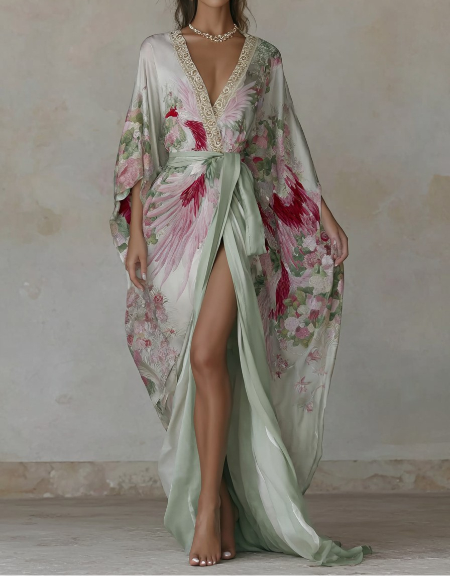 Elegant Vintage Printed Robe